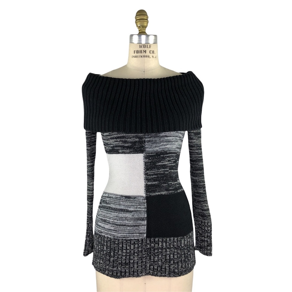 Caché Black & White Knit Sweater - XS Womxns